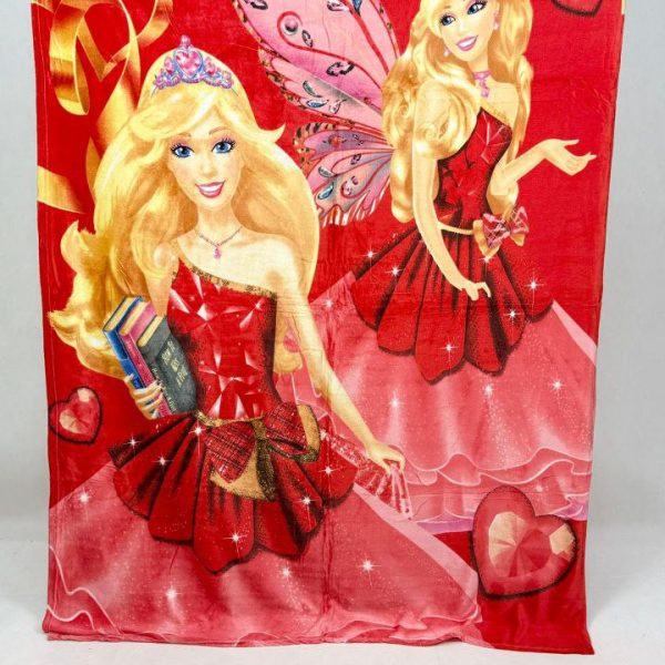 پتو حوله ای عروسکی 1نفره کد 2(باربی)